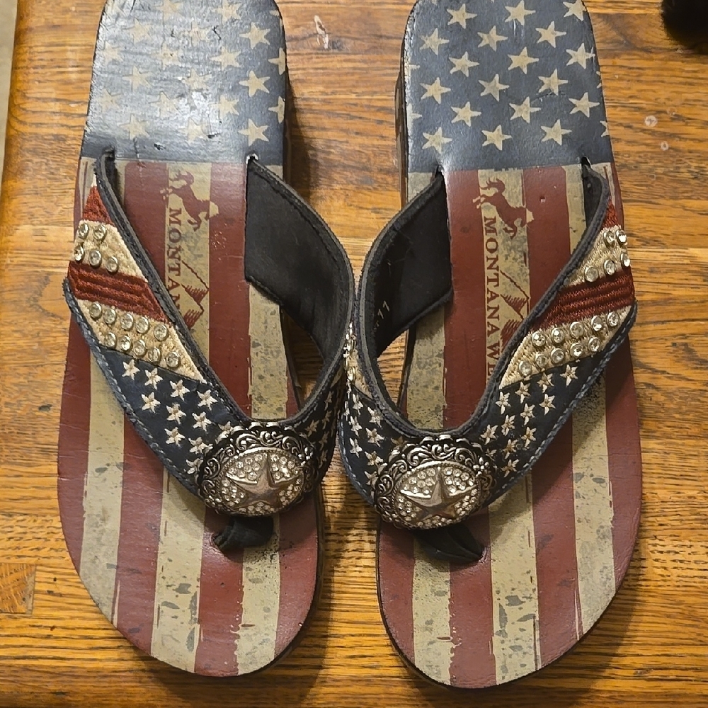 Montana West Patriotic Sandals - Red, Blue, White